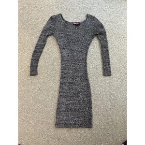 Say What? Ribbed Knit Bodycon Sweater Dress Womens M Black Gray Long Sleeve